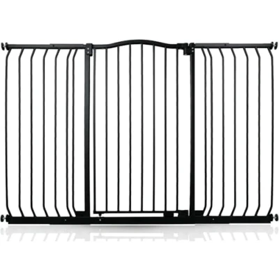 Immagine di Safetots Cancelletto di Sicurezza Extra Alto con Parte Superiore Incurvata, 143cm 152cm, Nero Opaco, 100cm Altezza, Montaggio a Pressione per Scale, Barriera