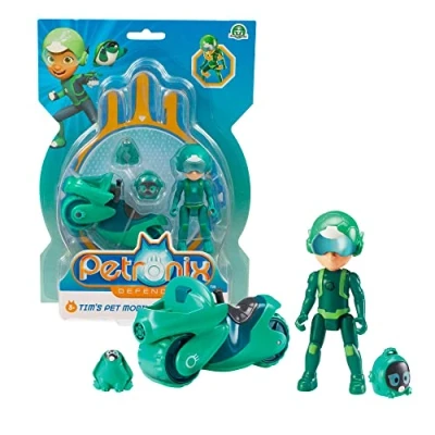 Immagine di Giochi Preziosi Petronix Defender Tim e Shell E, Missione con Motocicletta Zaino Removibile Giocattolo, Personaggio Action Figure 7 cm, Supereroe Trasformabile per Bambini dai 3 anni