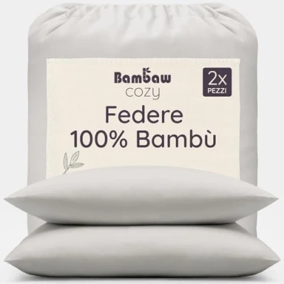 Immagine di Federa in Bambù Federe cuscini da letto rinfrescante Temperature Control Copricuscino anallergico eleganti Tessuto traspirante Grigio 40x80 Bambaw