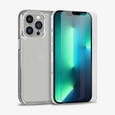 Immagine di Tech 21 Evo Clear and Impact Glass Bundle per iPhone 13 Pro Custodia protettiva con protezione multi goccia da 3,7 m e pellicola in vetro temperato