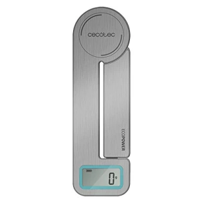 Immagine di Cecotec Bilancia da cucina Cook Control 10100 EcoPower Compact. Ricaricabile pieghevole e con rifiniture in acciaio. Inox, capacità massima 5 kg precisione di 1 g.
