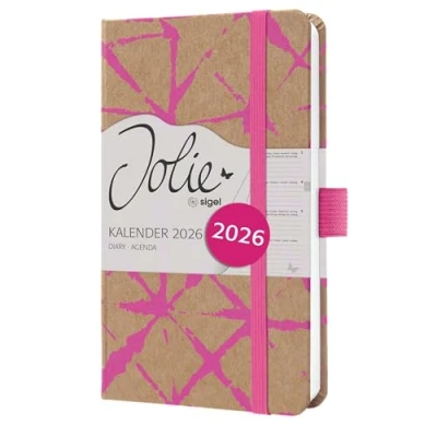 Immagine di SIGEL J6800 Agenda settimanale Jolie 2026 1 anno circa A6 Raspberry Batik 2 pagine = settimana copertina rigida 80 g/m² marrone/pink neon 174 p. certificazione FSC