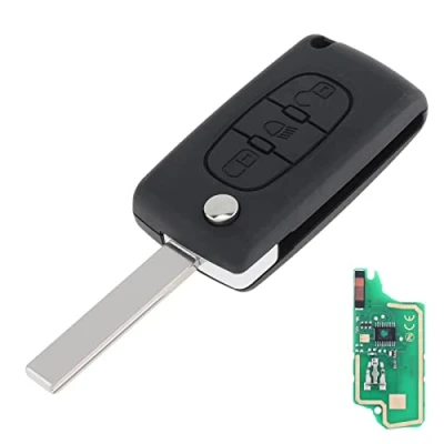 Immagine di 3 pulsanti Keyless Uncut Flip Remote Key Fob con pulsante luce chip ID46 e HU83 lama CE0536 per Citroen C3 C4 C5 modelli 2005 2011 433 MHz
