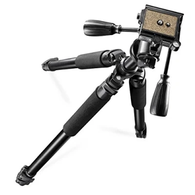 Immagine di Walimex Pro FT 665T Treppiede con inclinazione 3D, estremamente stabile, portata massima: 12 kg, inclinabile 6 3 segmenti delle gambe, diametro gamba 32, 28, 24 mm