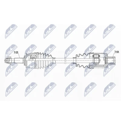 Immagine di NTY NPW PL 147 Albero motore / Semiasse Assale anteriore Dx 587mm Trasmissione automatica OPEL: Corsa D Hatchback