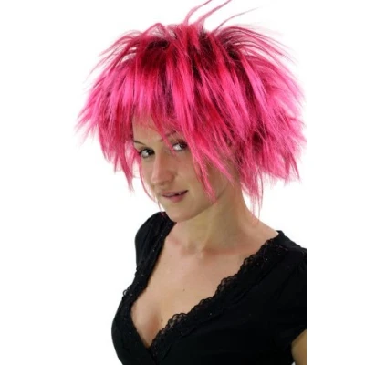 Immagine di Wig Me Up Parrucca Da Carnevale, Punk Anni 80, Colore Nero Rosa, Pw0078 P103Pc41(A420)