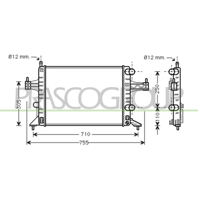 Immagine di PRASCO OP030R001 Radiatore motore Alluminio 540 378 23 Alette di raffreddamento montate meccanicamente OPEL: Corsa C Hatchback
