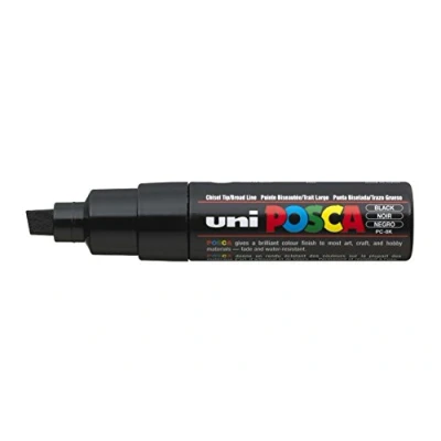 Immagine di Uni Posca PC8K Pennarello con punta piatta larga, 8 mm nero