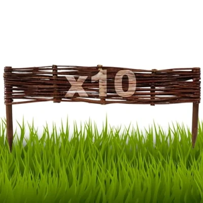 Immagine di Floranica Bordure per aiuole recinto steccato delimitatore aiuola staccionata bordura in Legno Giardino 10 Pezzi Altezza: 10cm Lunghezza: 60cm