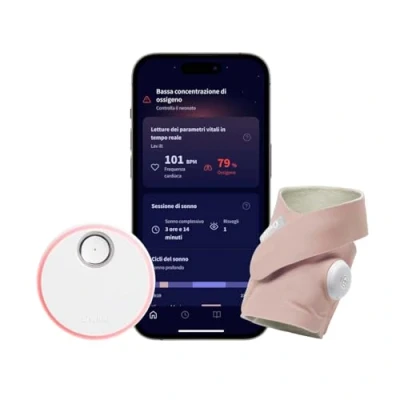 Immagine di Owlet Dream Sock Baby Monitor Intelligente Monitora in tempo reale frequenza cardiaca e livelli di ossigeno Rosa Antico