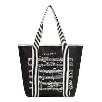 Immagine di Hiler Punk Borsa a tracolla da donna, in nylon 600D, impermeabile, riutilizzabile, con chiusura lampo, Nero