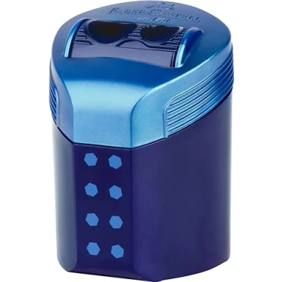 Immagine di Faber Castell Scatola per temperamatite a doppio foro con puntini rollon, colori assortiti, nero notte, blu scuro