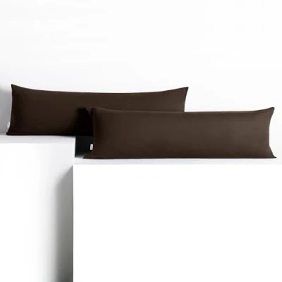Immagine di DecoKing 2 federe da 20 x 120 cm, in jersey di cotone con chiusura lampo, colore marrone ambra