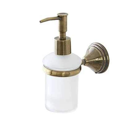Immagine di Inbagno Porta Dispenser Sapone Liquido da Muro, in Acciaio Finitura Bronzo, Include Kit di Fissaggio Serie Iris