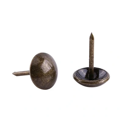Immagine di 100Pz Generico Rotondo a Testa Larga Chiodo, Liscio/Margherita/Quadrato/Prugna Chiodo per il Pacchetto di Decorazione del Sofà(Liscio 11 x 17mm)