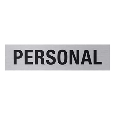Immagine di Metafranc Cartello adesivo &quot;Personal&quot; 160 x 40 mm in alluminio moderno effetto acciaio inox retro autoadesivo/segnaletica/cartello informativo/divieto di accesso / 507610