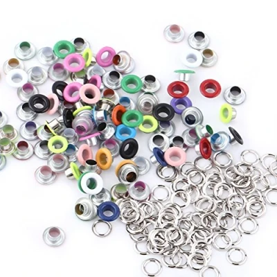 Immagine di 100 Set Occhielli in Metallo a Forma Tonda, Grommet Artigianato 5 mm Metallici Scrapbooking Rondelle Fibbia Accessori Artigianali Pelle Borse(Mixed Color)