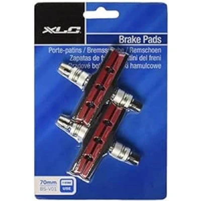 Immagine di Pattini per freni a V XLC BS V01, set da 4 pezzi 70 mm, rosso, nero, One Size