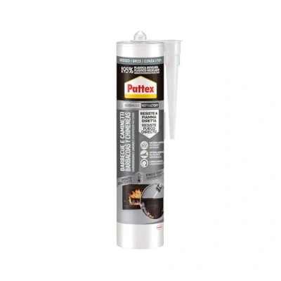 Immagine di Pattex Barbecue e Caminetti Silicone alte temperature, Sigillante verniciabile resistente alla fiamma diretta, grigio per caldaie, camini, forni stufe, 1 x 280 ml