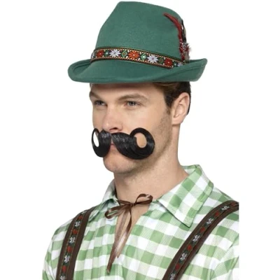 Immagine di SMIFFYS Cappello Trenker alpino deluxe, Verde, con piume e bordo interno elastico