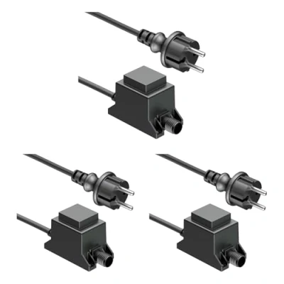 Immagine di ledscom.de 3 pezzi 10W LED trasformatore di alimentazione/trasformatore per sistema plug in NEMO, spina, 12V AC, nero, IP65