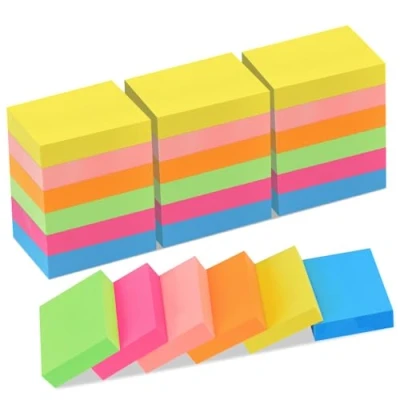 Immagine di ZCZN Foglietti Adesivi 6 Colorati Sticky Notes, Confezione da 24 Blocchetti, 38mm x 51 mm, 100 Fogli/Blocchetto, Multicolore