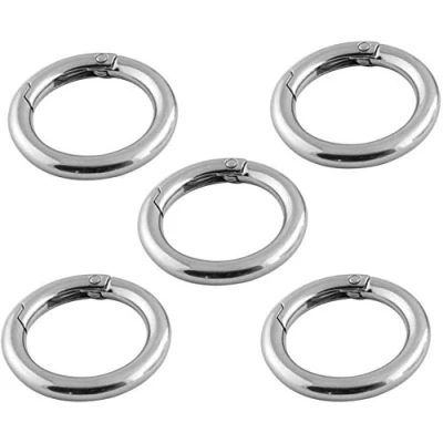 Immagine di Ausuky 5 ganci rotondi a molla, 50 mm, accessori fai da te per portachiavi, zaino, moschettone (argento)