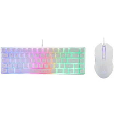 Immagine di The G Lab Combo Hydrogen Set tastiera mouse gamer, gamer 60% cablata, retroilluminazione RGB, azerty, formato compatto + Gaming 6 pulsanti, 6200 DPI PC/PS4/PS5 Bianco