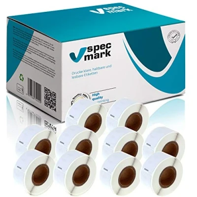 Immagine di specmark 10 Rotoli di etichette compatibili con DYMO 99017 12mm x 50mm S0722460 220 Pezzo compatibile tutte le stampanti Label Writer 450 4XL Seiko SLP