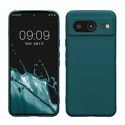 Immagine di kwmobile Custodia Compatibile con Google Pixel 8 Cover Back Case per Smartphone in Silicone TPU Protezione Gommata petrolio matt