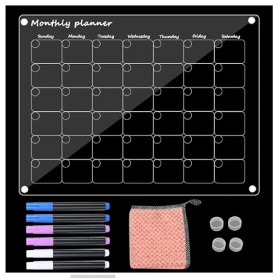 Immagine di XTDMJ lavagna calendario per frigorifero, magnetico in acrilico trasparente mese, magnetica Monthly for to do List