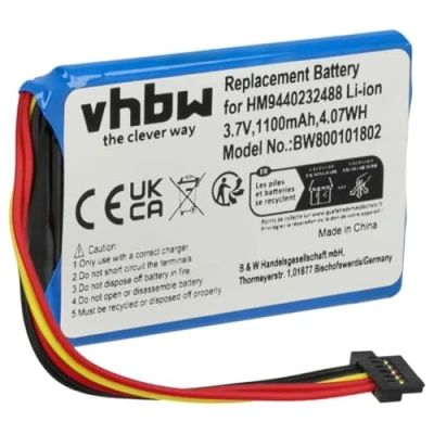 Immagine di vhbw 1x batteria compatibile con TomTom Go 8CP9.011.10, 4CP9.002.00, 950, 950 LIVE navigatore GPS (1100mAh, 3,7V, Li Ion) Sostituisce AHL03711008, HM9420236853