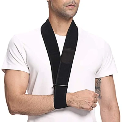 Immagine di supregear imbragatura da braccio, collare regolabile e polsino immobilizzatore Supporto leggero per collo Semplice braccio medico traspirante uomini donne, taglia unica