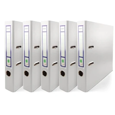 Immagine di Netuno 5x raccoglitore a leva a4 bianco registratore dorso 5 cm con 2 anelli classificatore documenti grande faldone ad dossier ufficio archiviazione cartella archivio