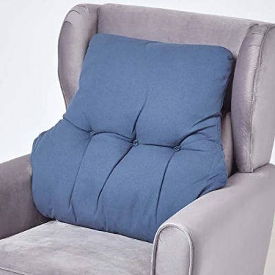 Immagine di HOMESCAPES cuscino lombare ergonomico, di posizionamento supporto schienale in cotone, per sedia, poltrona e auto, blu navy, 58 x 68 15 cm