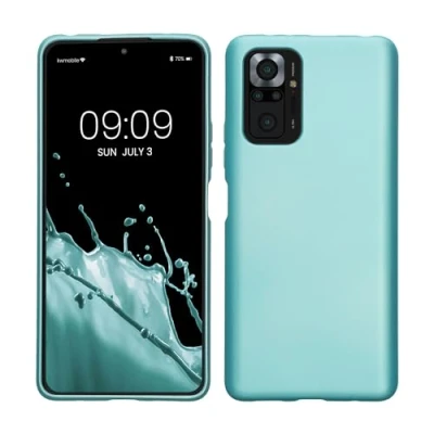 Immagine di kwmobile Custodia Compatibile con Xiaomi Redmi Note 10 Pro Cover Back Case Morbida Protezione in Silicone TPU Effetto metallizzato menta
