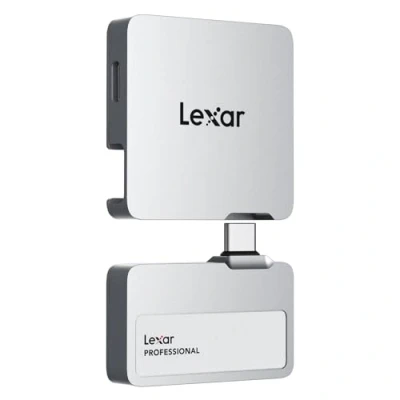 Immagine di Lexar Professional Go 1TB SSD Esterno Portatile con HUB, Ultracompatto, Supporta Apple ProRes, fino a 1050 MB/s in Lettura, USB 3.2 Gen 2, IP65 Resistente Polvere e Acqua, per iPhone 15/16, Argento