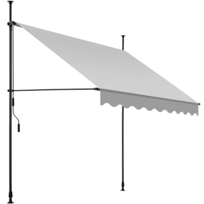 Immagine di tectake® Tenda da Sole a Morsetto con Manovella, Altezza e Inclinazione Regolabile, Telo Impermeabile Resistente ai Raggi UV, Ideale per Balcone Terrazzo, 200x180cm Grigio Chiaro