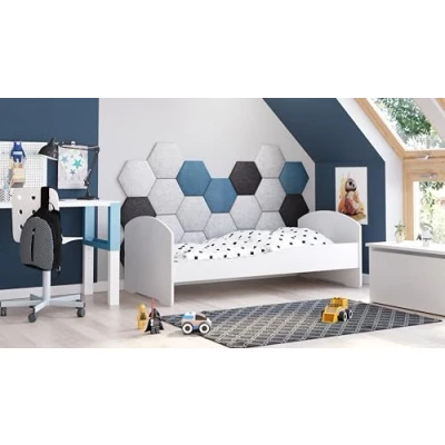 Immagine di KOBI Letto per bambini con materasso LUK, bianco la cameretta dei un ragazzo e una ragazza materasso, rete inclusa (Bianco, 160x80)