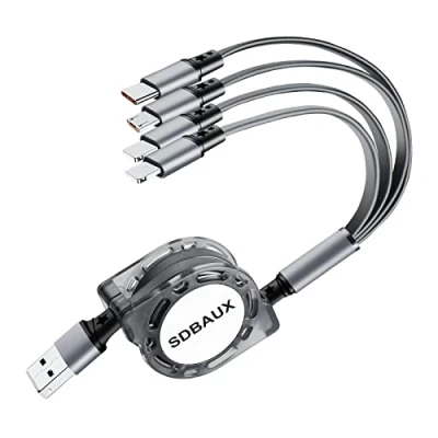 Immagine di SDBAUX Multi 4 in 1 Cavo di Ricarica 3A 1M, USB con porta 2 Phone Tipo C Micro USB, per Samsung Galaxy S24 S23 S22 S20 S10 S9, Note 20 10, Nexus, Sony, Moto, LG, Huawei, Xiaomi, PS4