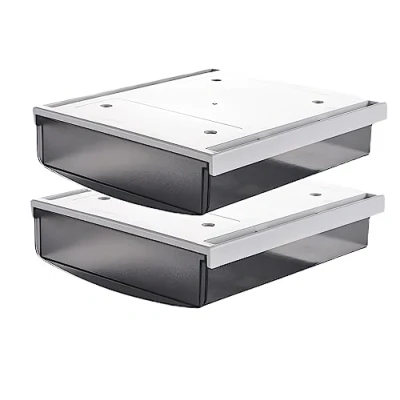 Immagine di TUKA i AKUT 2X 1,7L Cassetti Sotto Scrivania, 21x18x5,4cmcm Autoadesivo Nascosta Cassetto Sottostruttura per Scrivania/Mobile/Libreria/Mobile da Cucina ecc. 2 Unità Glassato Nero TKD8608