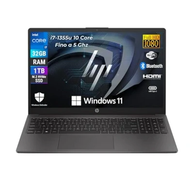 Immagine di HP 250 G10, Intel Core i7 1355U 10 3.7 Ghz, Computer portatile Notebook Display 15.6&quot; Full HD, Ram 32 GB DDR4 SDRAM 1 TB SSD, Wi Fi 5, Windows 11 Pro