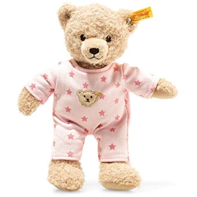 Immagine di Steiff Teddy and Me orsacchiotto da bambina con pigiama, 25 cm, pigiama rosa, morbido e lavabile