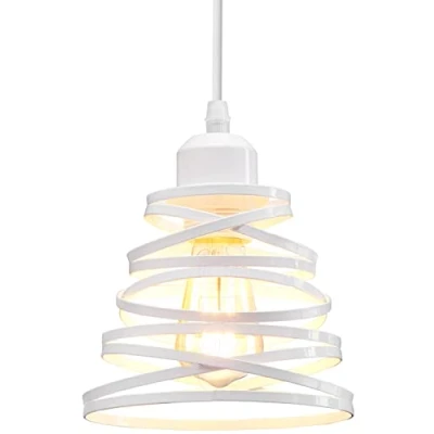 Immagine di iDEGU Lampadario a Sospensione Moderno Lampada da Soffitto Creativo Design Spirale Cascata E27 Vintage per Camera Letto Soggiorno Cucina Sala Pranzo (15cm, Bianco)