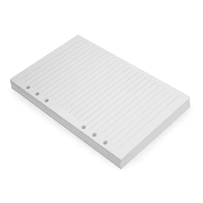Immagine di Fogli A5 per Taccuini a 6 anelli Colore Avorio, Sciolti, Ricariche di Carta Compatibili con Filofax, Fori, 100 200 Pagine bianche Righe 21x14.2cm