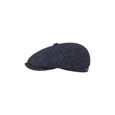 Immagine di Stetson Hatteras Shetland Lana Coppola Berretto con Visiera da Uomo in Fodera Interna Cotone Maschile Autunno/Inverno Blu Scuro 59 cm