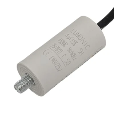 Immagine di Lumonic Condensatore di avviamento con Filo 25cm I 4µF 450V 26x55mm 4uF motore custodia in plastica esercizio