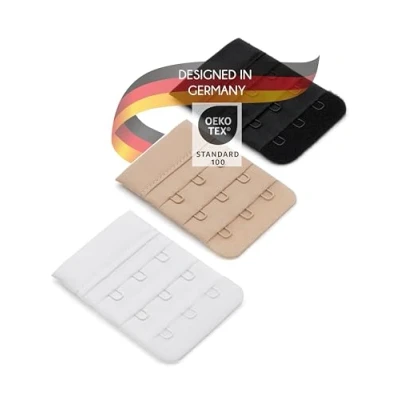 Immagine di Herzmutter Estensione Reggiseno in confezione Multipla 6 Pezzi Beige Nero Bianco 2/3 ganci Donna Prolunga per da 9000 (3 3)