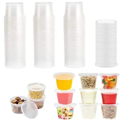 Immagine di Surflyee 50 Pezzi Contenitori Plastica con Coperchio 100ML, Riutilizzabile Barattoli Trasparente per Alimenti, Ottimo Salse, Zuppe, Condimenti, Creme, Bricolage