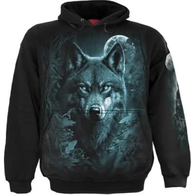 Immagine di Spiral Forest Guardians Uomo Felpa con Cappuccio Nero XL 100% Cotone Regular
